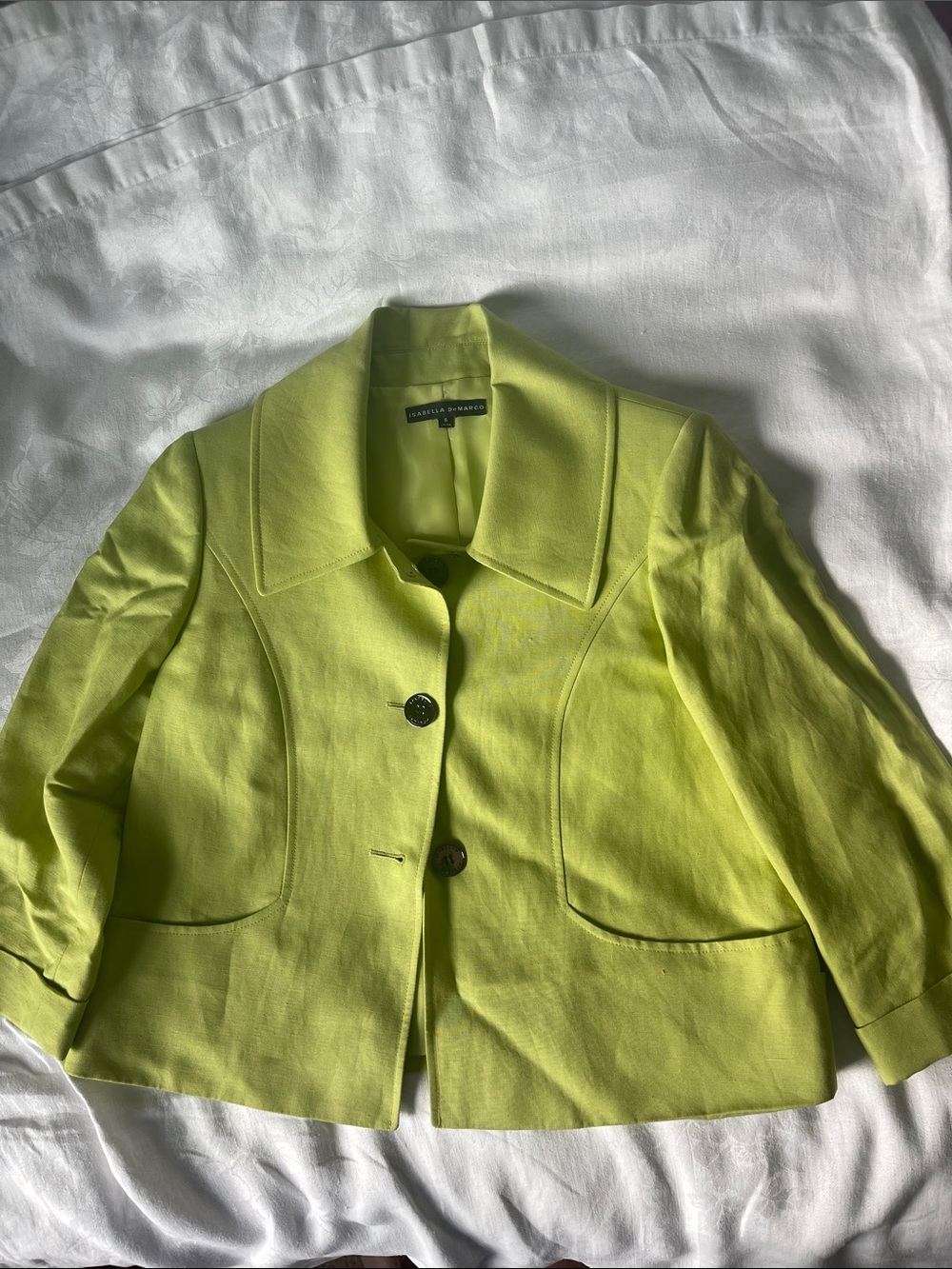 Chartreuse Cropped Blazer with Notch Collar